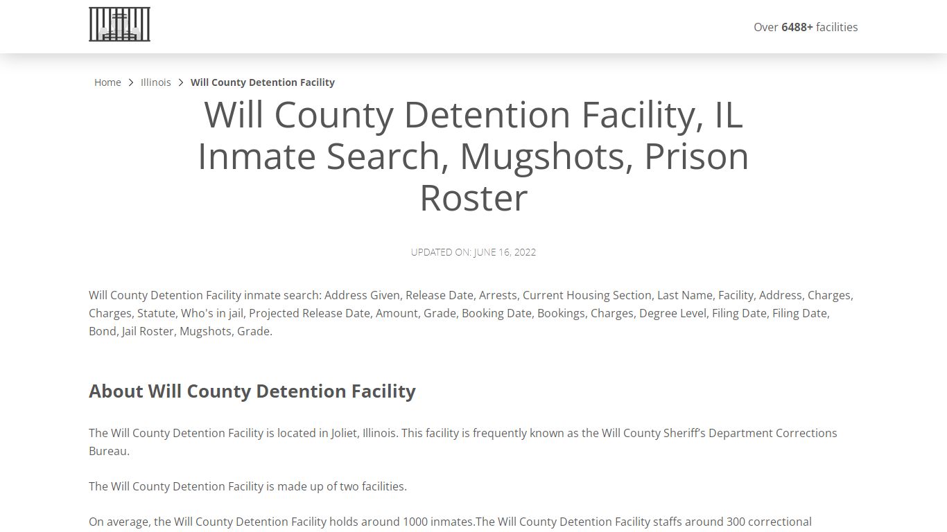 Will County Detention Facility, IL Inmate Search, Mugshots ...